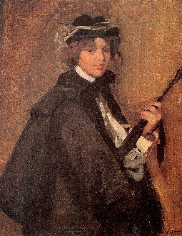 Girl in a Black Cape, Glackens, William James